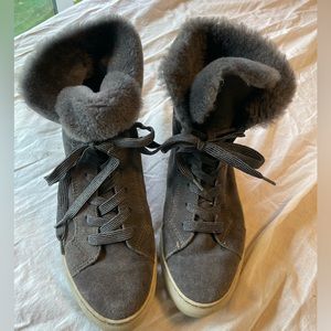 Cougar sheepskin waterproof high top shoes Gray